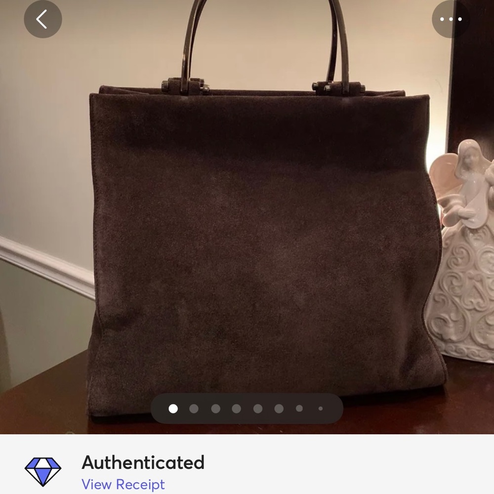 AUTH Gucci Chocolate Brown Suede Tote Bag